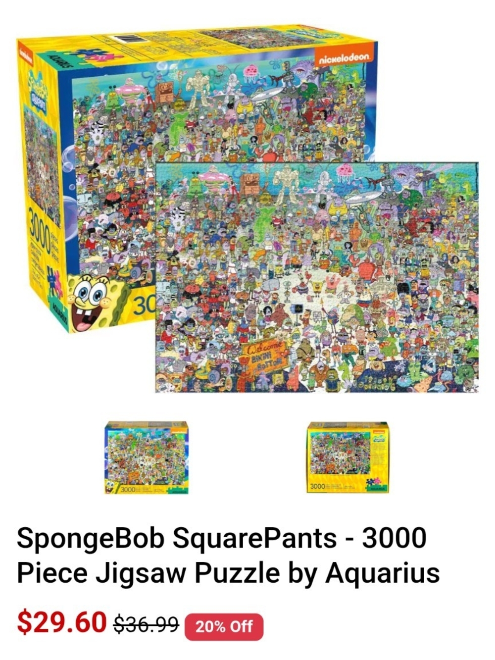 SpongeBob SquarePants 3000-Piece Aquarius Jigsaw Puzzle – Complete